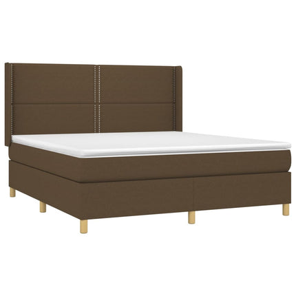 Letto a Molle Materasso e LED Marrone Scuro 160x200 cm Tessuto