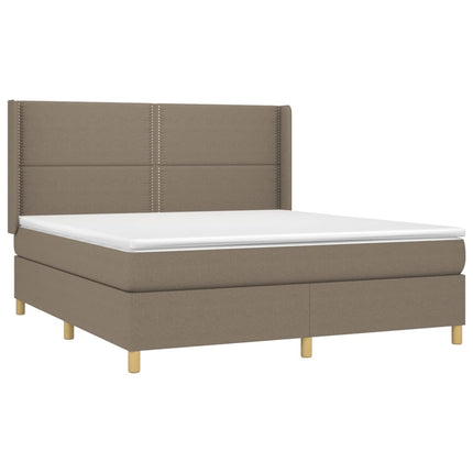 Letto a Molle con Materasso e LED Tortora 180x200 cm in Tessuto