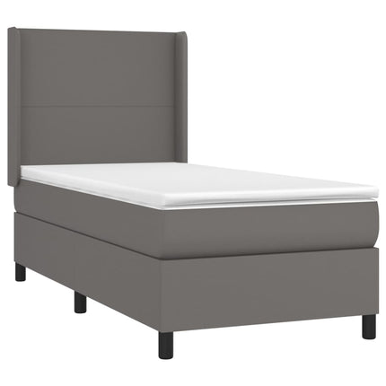 Giroletto Molle con Materasso e LED Grigio 90x190cm Similpelle