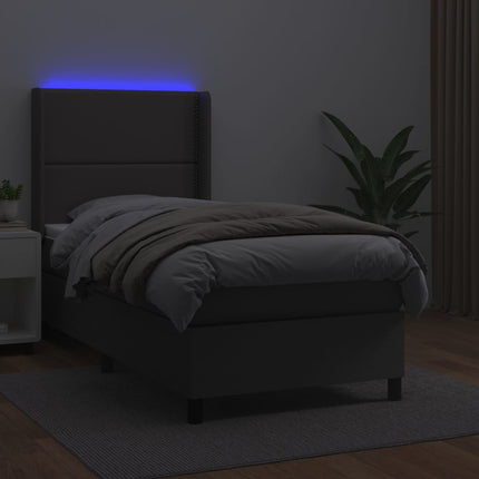 Giroletto Molle con Materasso e LED Grigio 90x190cm Similpelle