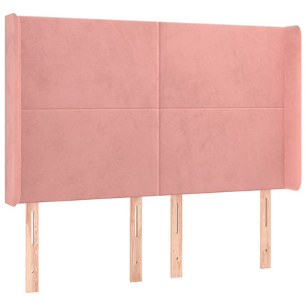 Letto a Molle con Materasso e LED Rosa 140x200 cm in Velluto