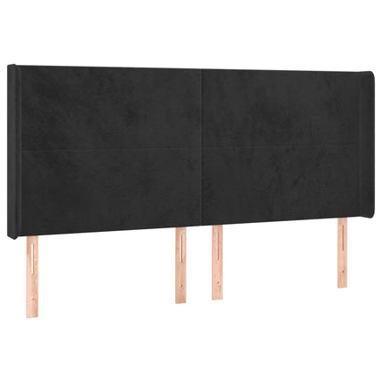 Letto a Molle con Materasso e LED Nero 200x200 cm in Velluto