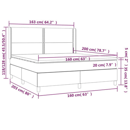 Letto a Molle con Materasso e LED Rosa 160x200 cm in Velluto