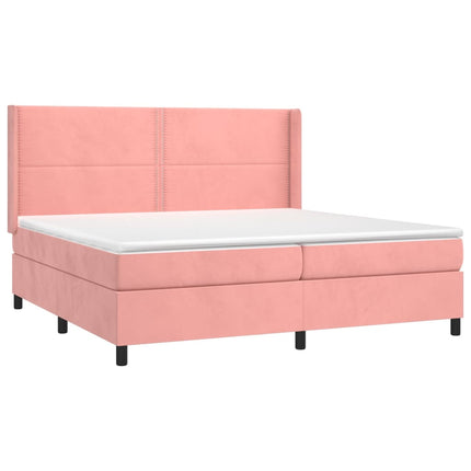 Letto a Molle con Materasso e LED Rosa 200x200 cm in Velluto