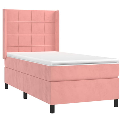 Letto a Molle con Materasso e LED Rosa 80x200 cm in Velluto