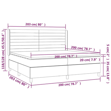 Letto a Molle con Materasso e LED Nero 200x200 cm in Velluto