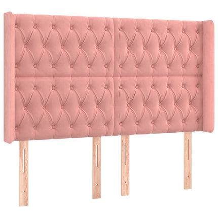 Letto a Molle con Materasso e LED Rosa 140x190 cm in Velluto