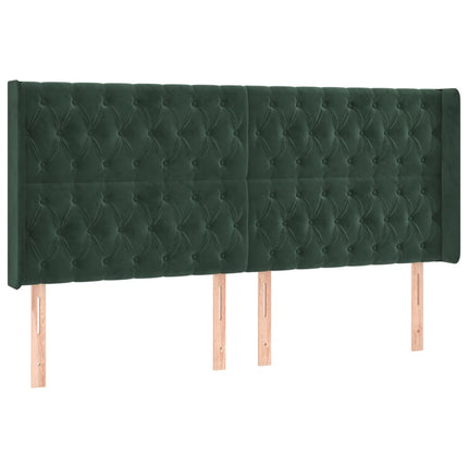 Letto a Molle con Materasso e LED Verde Scuro 180x200cm Velluto