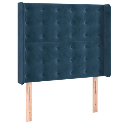 Letto a Molle con Materasso e LED Blu Scuro 90x200cm in Velluto