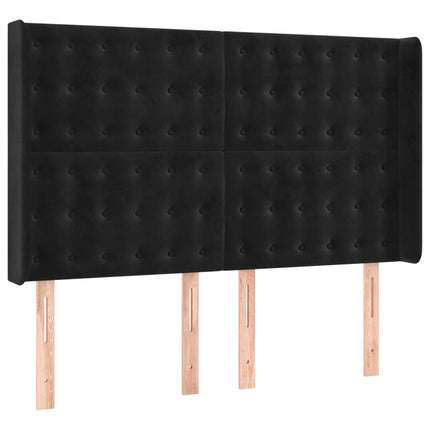 Letto a Molle con Materasso e LED Nero 140x200 cm in Velluto