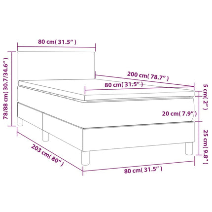 Letto a Molle con Materasso e LED Blu 80x200 cm in Tessuto