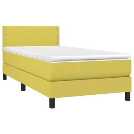 Letto a Molle con Materasso e LED Verde 100x200cm in Tessuto