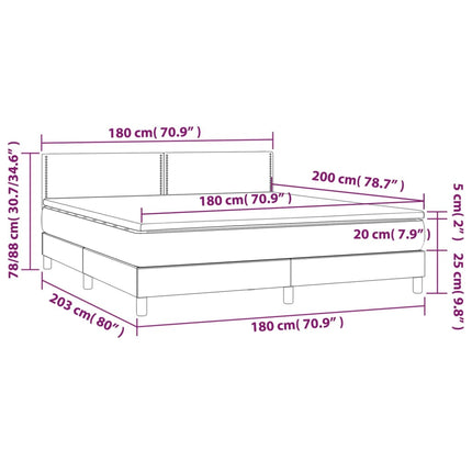 Letto a Molle con Materasso e LED Nero 180x200cm in Tessuto