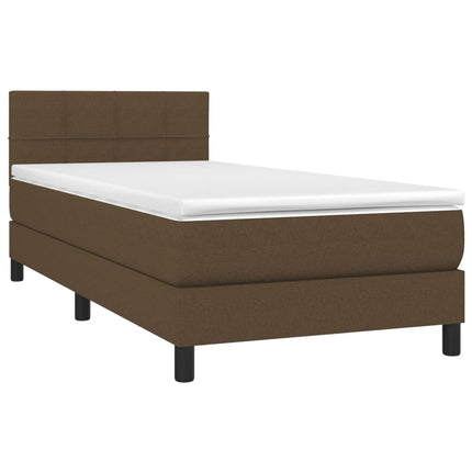 Letto a Molle Materasso e LED Marrone Scuro 100x200 cm Tessuto