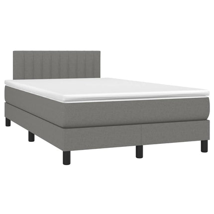 Letto a Molle Materasso e LED Grigio Scuro 120x200cm in Tessuto