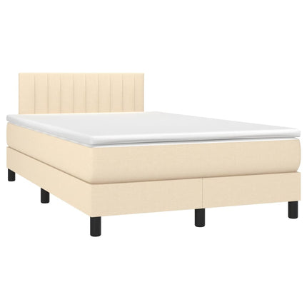 Letto a Molle con Materasso e LED Crema 120x200cm in Tessuto