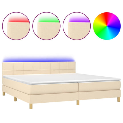 Letto a Molle Materasso e LED bianco 200x200cm in Tessuto