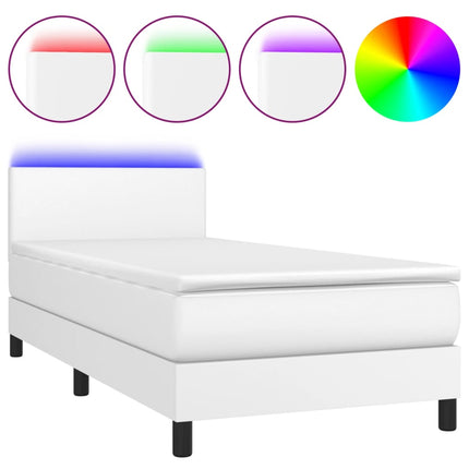 Giroletto Molle con Materasso e LED Bianco 80x200 cm Similpelle