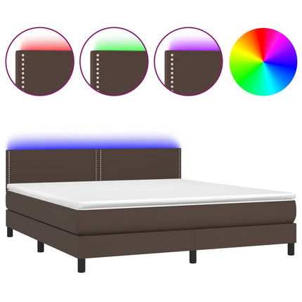 Giroletto Molle con Materasso e LED Marrone 180x200 cm