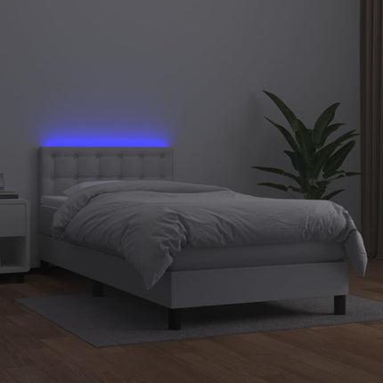 Giroletto Molle con Materasso e LED Bianco 80x200 cm Similpelle