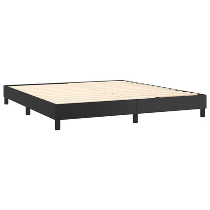 Giroletto a Molle con Materasso e LED Nero 160x200cm Similpelle
