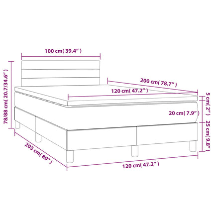 Letto a Molle con Materasso e LED Rosa 120x200 cm in Velluto
