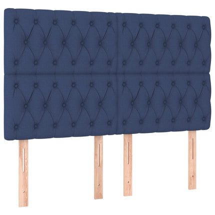 Letto a Molle con Materasso e LED Blu 160x200 cm in Tessuto