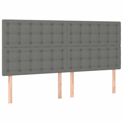 Letto a Molle Materasso e LED Grigio Scuro 200x200cm in Tessuto