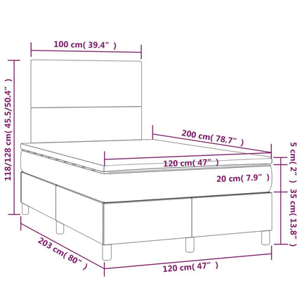Giroletto Molle con Materasso e LED Bianco 120x200cm Similpelle