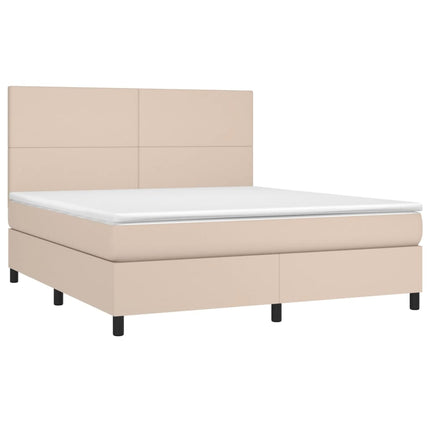 Giroletto Molle Materasso e LED Cappuccino 180x200cm Similpelle