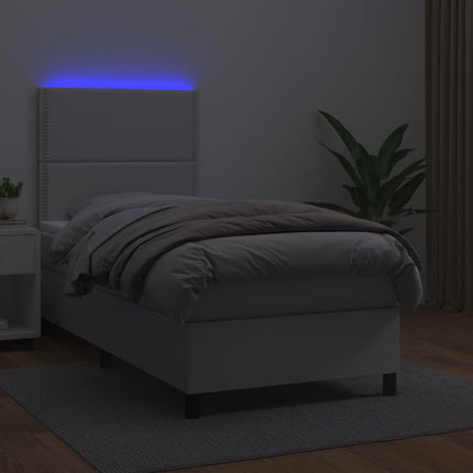 Giroletto Molle con Materasso e LED Bianco 80x200 cm Similpelle
