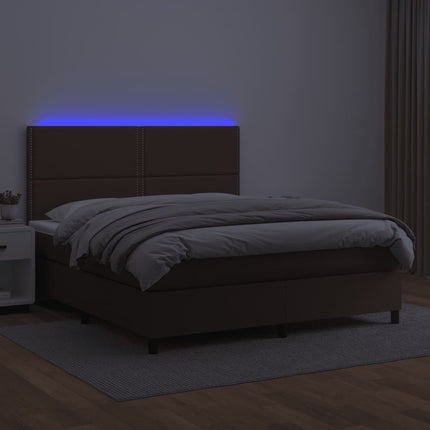 Giroletto Molle con Materasso e LED Marrone 140x190 cm