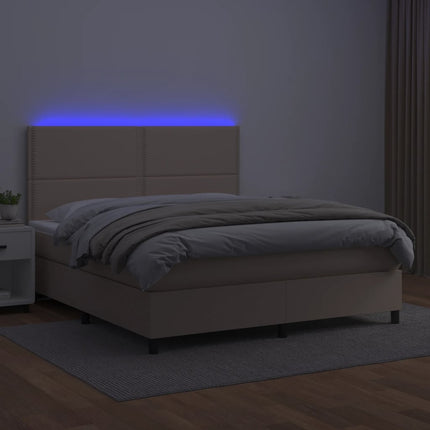 Giroletto Molle Materasso e LED Cappuccino 140x190cm Similpelle