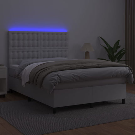 Giroletto Molle con Materasso e LED Bianco 140x200cm Similpelle