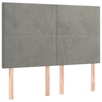 Letto a Molle Materasso e LED Grigio Chiaro 140x200 cm Velluto