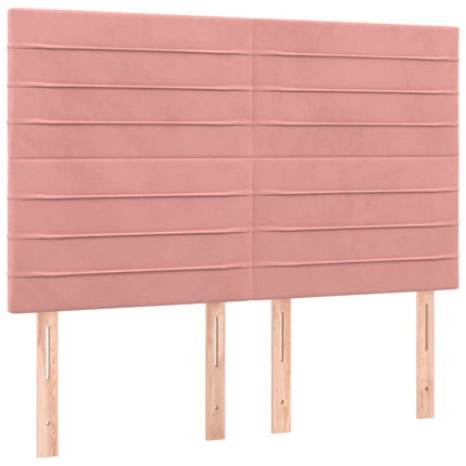 Letto a Molle con Materasso e LED Rosa 140x190 cm in Velluto