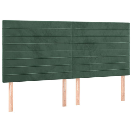 Letto a Molle con Materasso e LED Verde Scuro 200x200cm Velluto