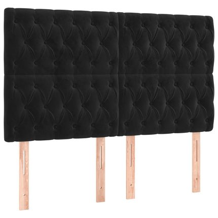 Letto a Molle con Materasso e LED Nero 160x200 cm in Velluto