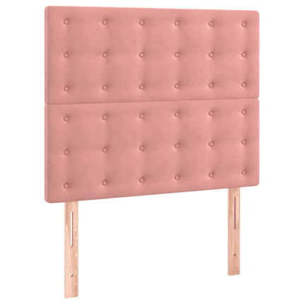 Letto a Molle con Materasso e LED Rosa 90x190 cm in Velluto