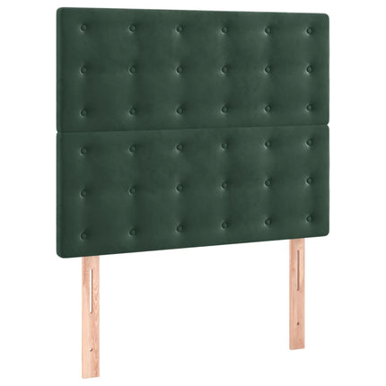Letto a Molle con Materasso e LED Verde Scuro 90x200cm Velluto