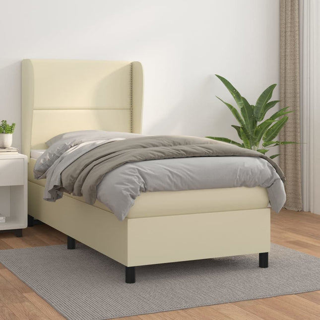 Giroletto a Molle con Materasso Crema 100x200 cm in Similpelle