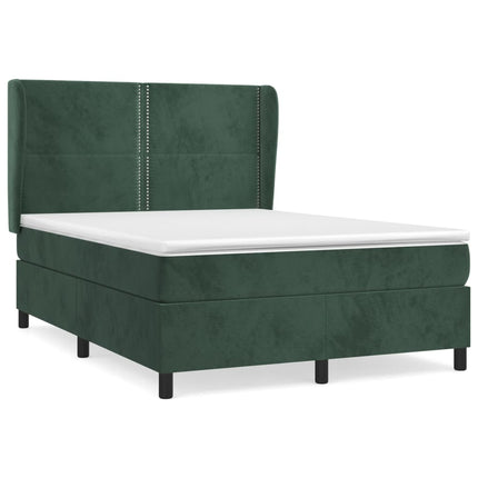Giroletto a Molle con Materasso Verde Scuro 140x200 cm Velluto
