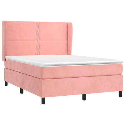Giroletto a Molle con Materasso Rosa 140x200 cm in Velluto