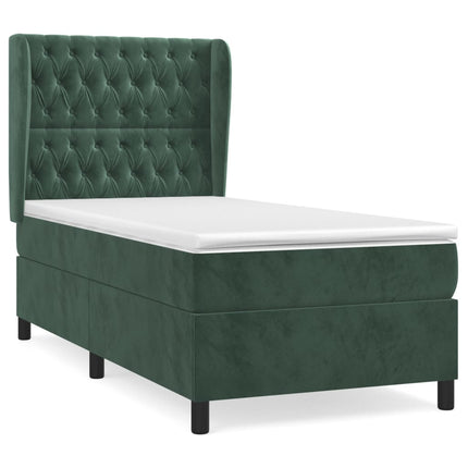 Giroletto a Molle con Materasso Verde Scuro 80x200 cm Velluto