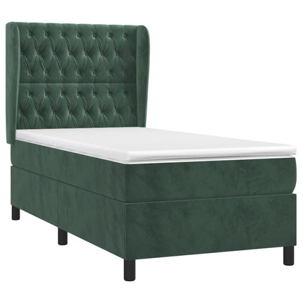 Giroletto a Molle con Materasso Verde Scuro 80x200 cm Velluto