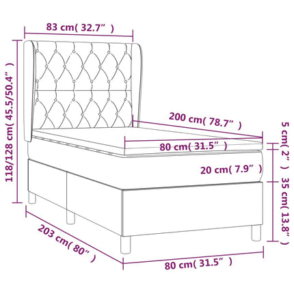 Giroletto a Molle con Materasso Verde Scuro 80x200 cm Velluto