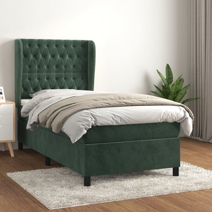 Giroletto a Molle con Materasso Verde Scuro 80x200 cm Velluto