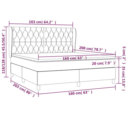 Giroletto a Molle con Materasso Rosa 160x200 cm in Velluto