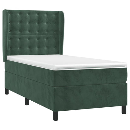 Giroletto a Molle con Materasso Verde Scuro 80x200 cm Velluto