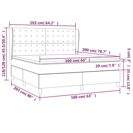 Giroletto a Molle con Materasso Rosa 160x200 cm in Velluto